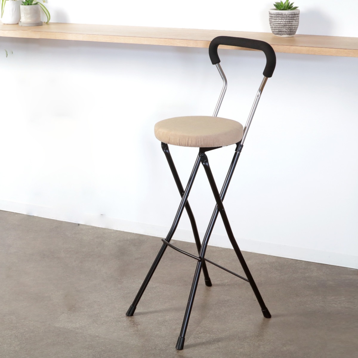 折りたたみ椅子 座面高74.5cm ハイタイプ ソニッククッション 背もたれ付 ソニッククッションチェア カウンターチェア バーチェア 椅子 チェア いす 折りたたみ 高め 日本製 キッチン