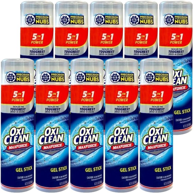 10個セット オキシクリーン マックスフォース ジェルスティク 175g 洗濯洗剤 えり汚れ そで汚れ 皮脂汚れ 直ぬり 頑固なシミ 酵素洗浄 洗浄成分