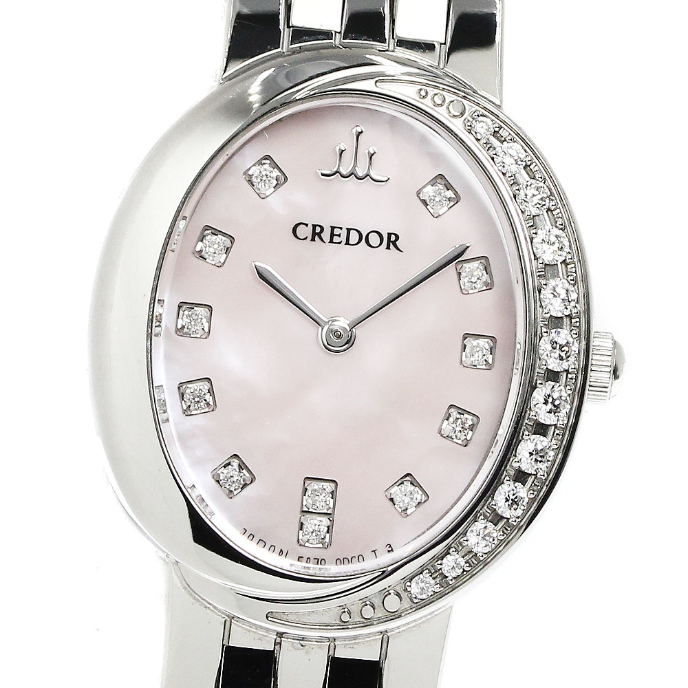 セイコー SEIKO GSWE855/5A70-0BP0 クレドール シグノ 12P ダイヤベゼル クォーツ レディース 良品 _794450【中古】 140,000円