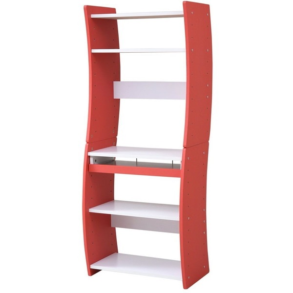 JKプラン FWD-0208-WHRD 流線型がおしゃれな4WAYパソコンデスク ホワイトレッド メーカー直送 13,458円