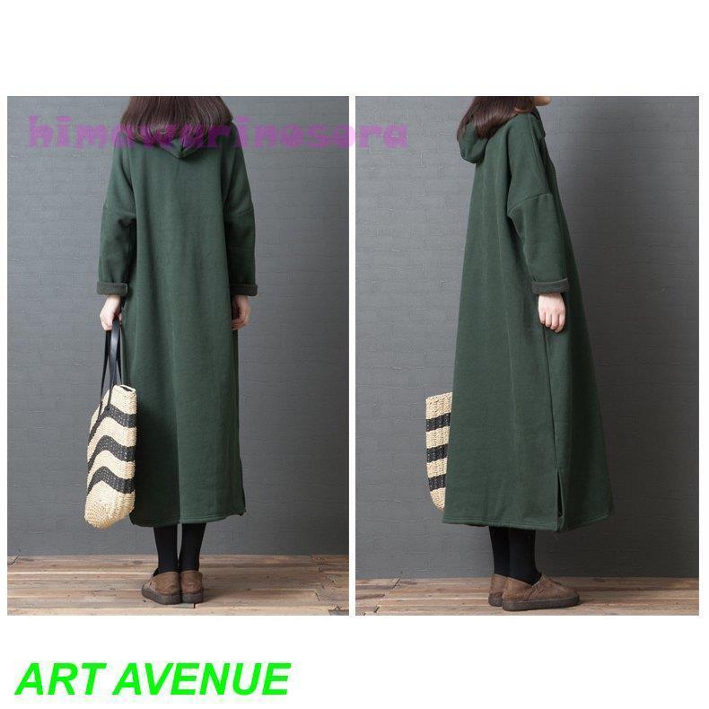 ワンピース レディース 秋 ロングワンピース パーカーワンピース 長袖 体型カバー 大きいサイズ 着痩せ 30代40代50代