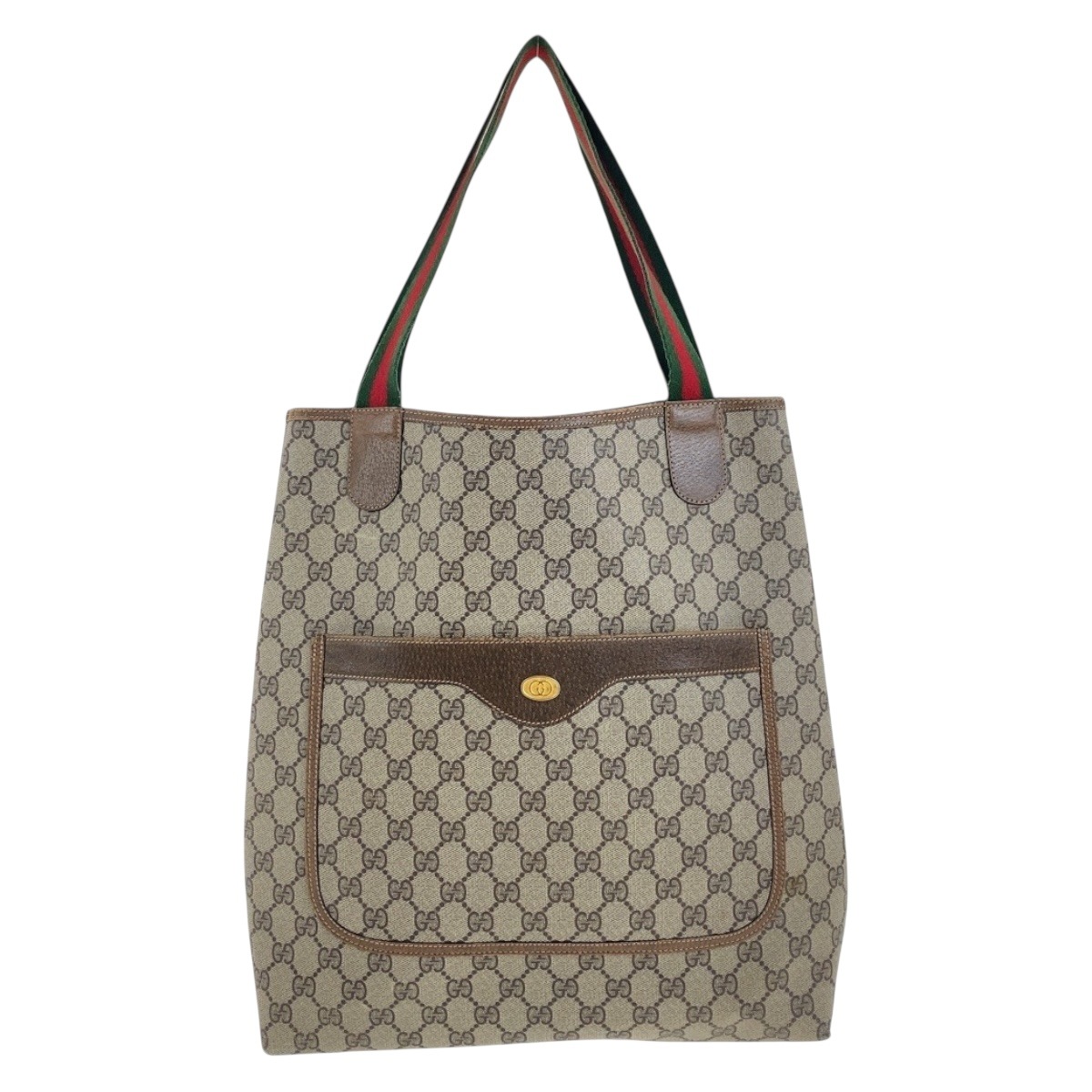 ヴィンテージ オールドグッチ シェリーライン 男女兼用 ベージュ マルチカラー ゴールド金具 GGスプリームキャンバス 378 02 003 トートバッグ ショルダーバッグ レディース 504611