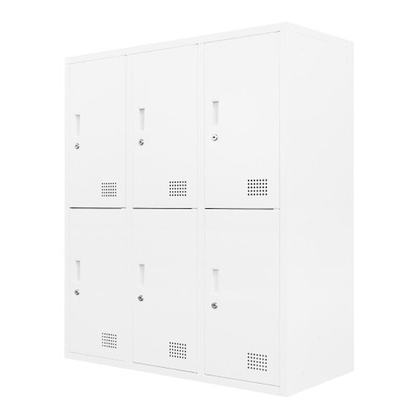 法人限定 Netforce FH-6-2-W-WH ホワイト シューズロッカー 3列2段 6人用 鍵付き スチール製 (幅900mm) メーカー直送