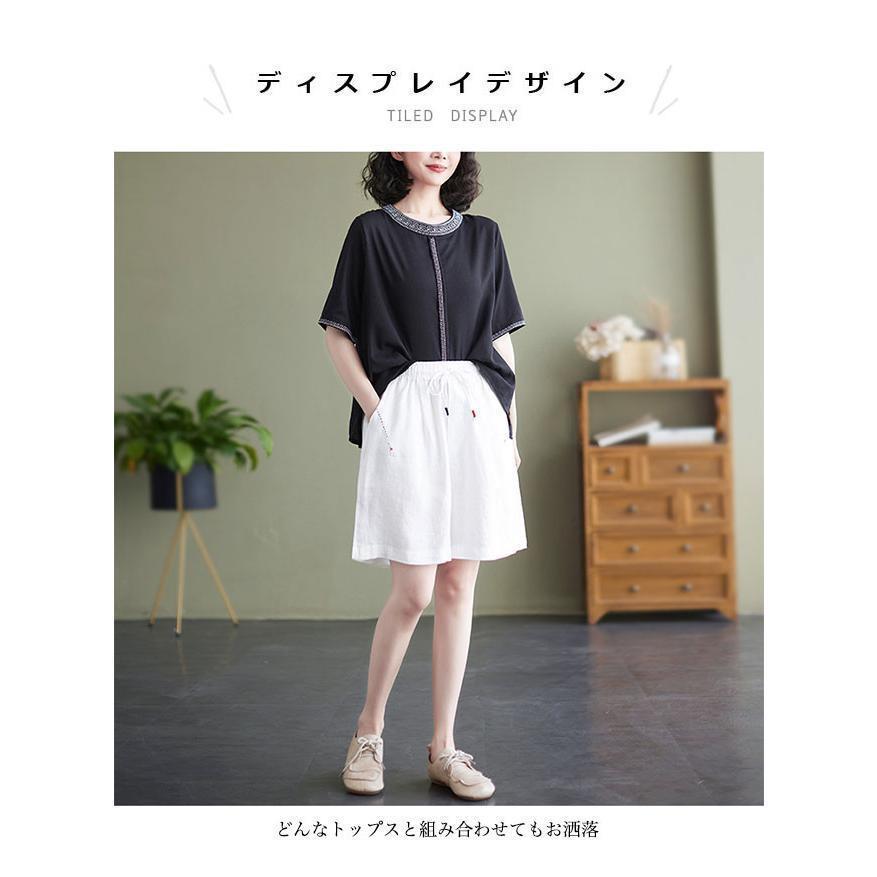 ハーフパンツ レディース リネンパンツ 夏 半ズボン 体型カバー ワイドパンツ 5分丈 サマーパンツ 綿麻 ショートパンツ ボトムス
