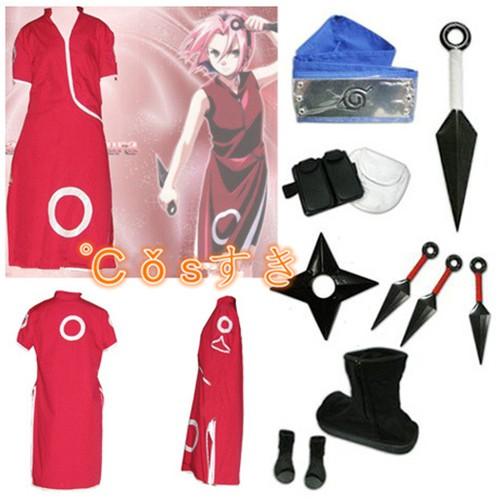 NARUTO ナルト 春野サクラ 子供時代 全セット 風 コスプレ衣装 イベント 演出服 二次会 cosplay イベント アニメ 変身 変装 仮装 パーティー