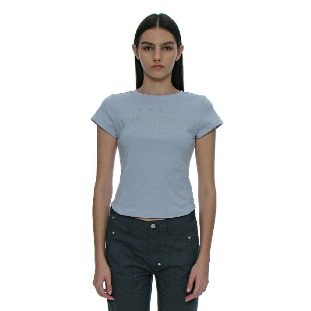 PARTIMENTO レディースクラシックロゴプリントショートスリーブ TEE_SKY