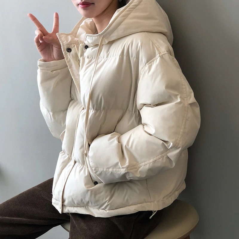 言双 ショート丈 フード付き 綿コート レディース 冬 新作 韓国風 小柄 学生 厚手 保温 ダウン風コート
