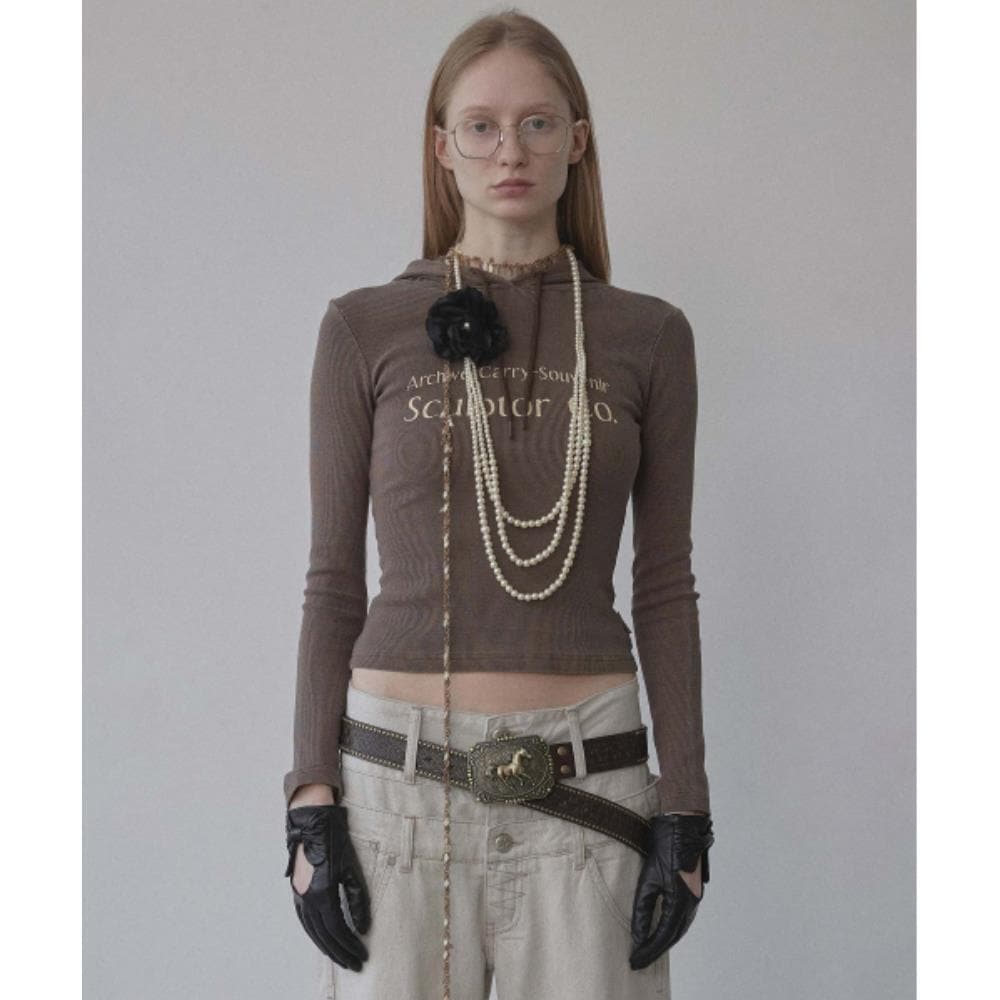 スカルプター Archive Pigment Hoodie Tee Dusty Brown SC24A22