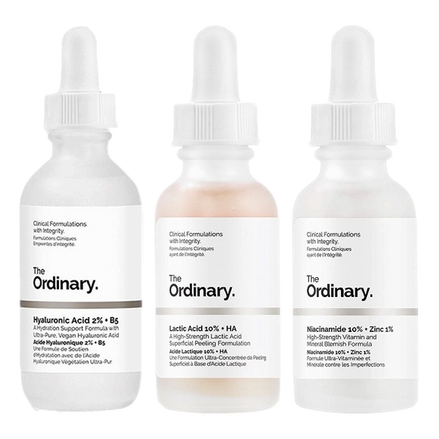 ジ・オーディナリー ヒアルロン酸2%+ビタミンB5 60ml と乳酸10％+ヒアルロン酸 30ml とナイアシンアミド 10% + 亜鉛 1% 30ml のセット