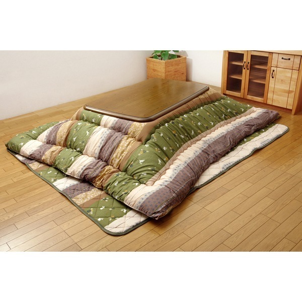 1160300120201 和柄 こたつ布団 セット 長方形 こよみ グリーン 205×245cm メーカー直送