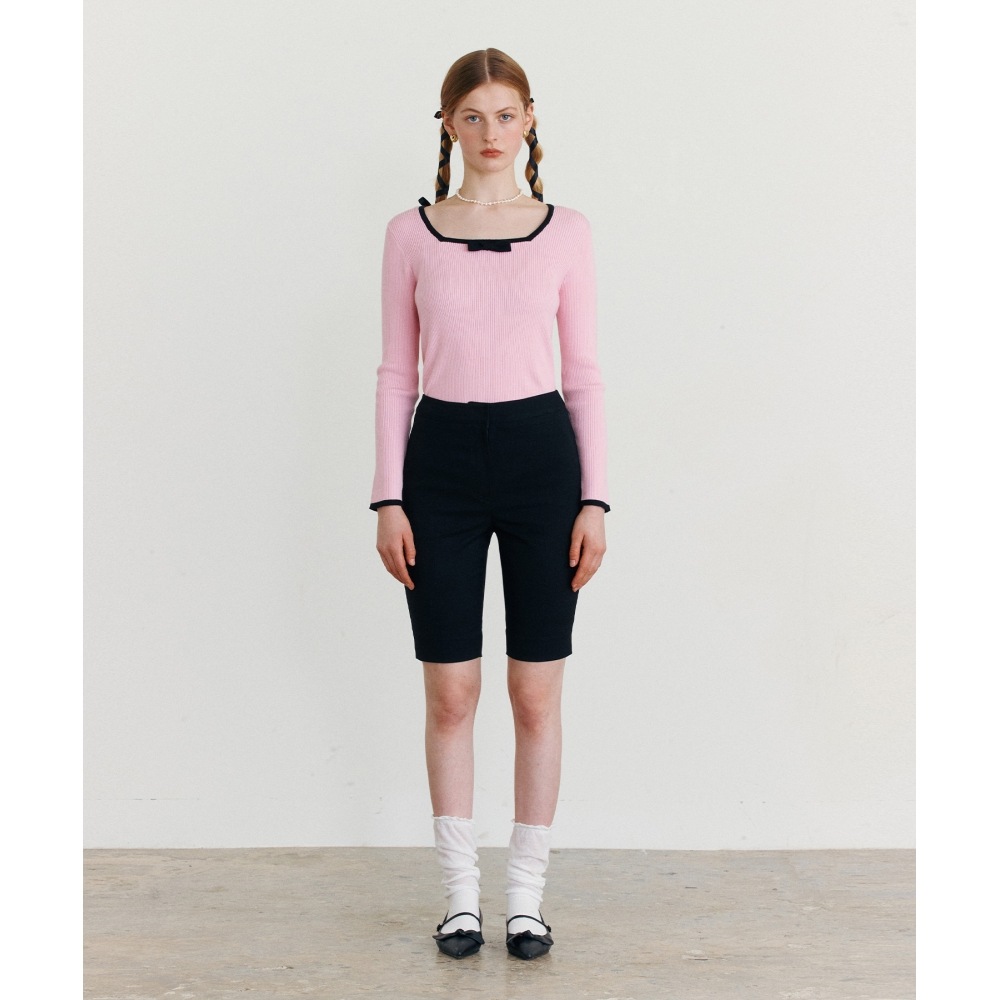 ロラローラスリムハーフスラックスブラック