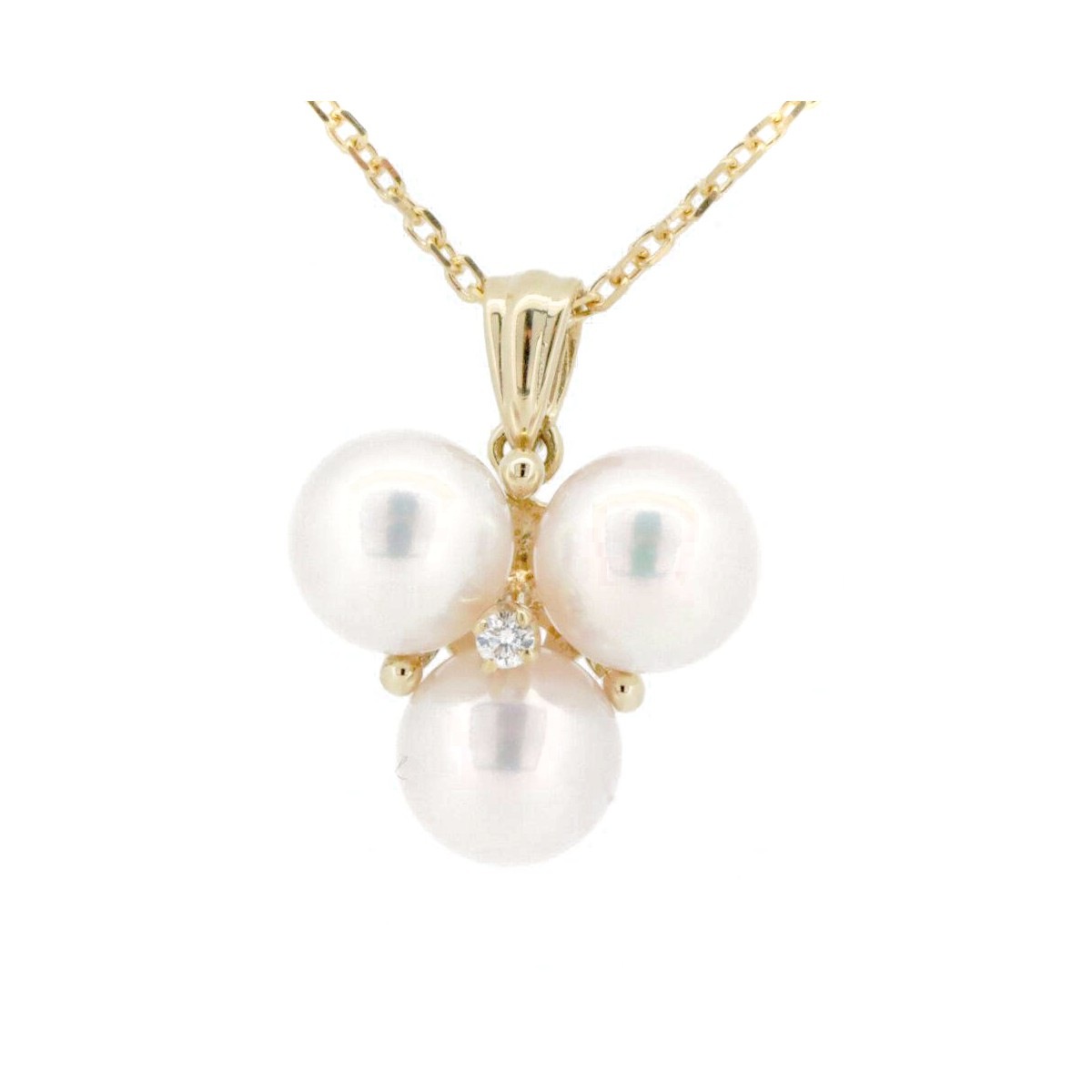 パール ダイヤモンド ネックレス 真珠 6.9ミリ K18YG(18金 イエローゴールド) 質屋出品