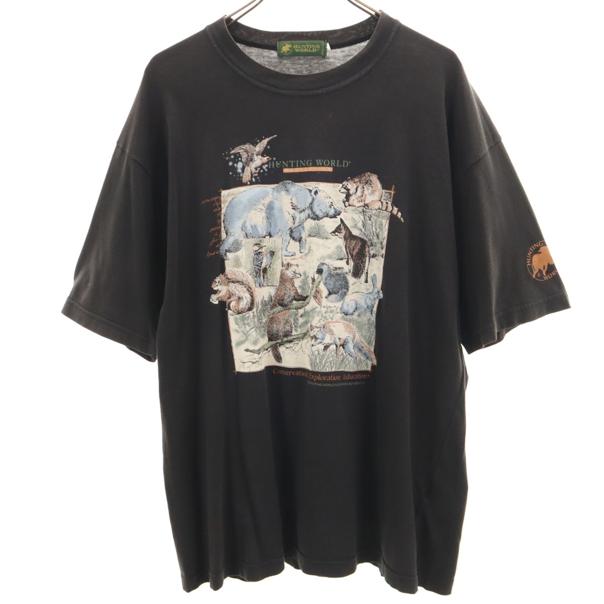 イタリア製 アニマル プリント 半袖 Tシャツ L ブラック系 メンズ 古着