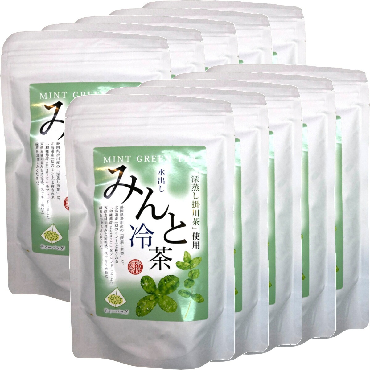 国産 水出しみんと冷茶 ティーパック 40g（4g10p）10袋セット ティーバッグ 静岡県掛川産深蒸し煎茶 北海道産幻のミント和種薄荷 健康 ダイエット ギフト プレゼント 父の日 御中元 プチギ