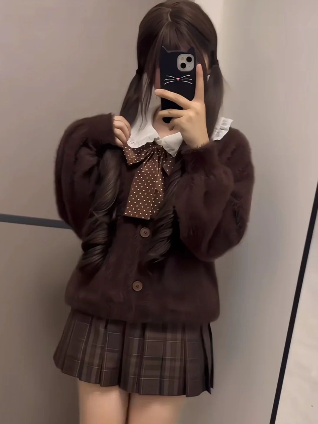 アカデミック JK制服 三点セット 女 秋冬 ふわふわ ニットカーディガン キャラメルプリーツスカート セット