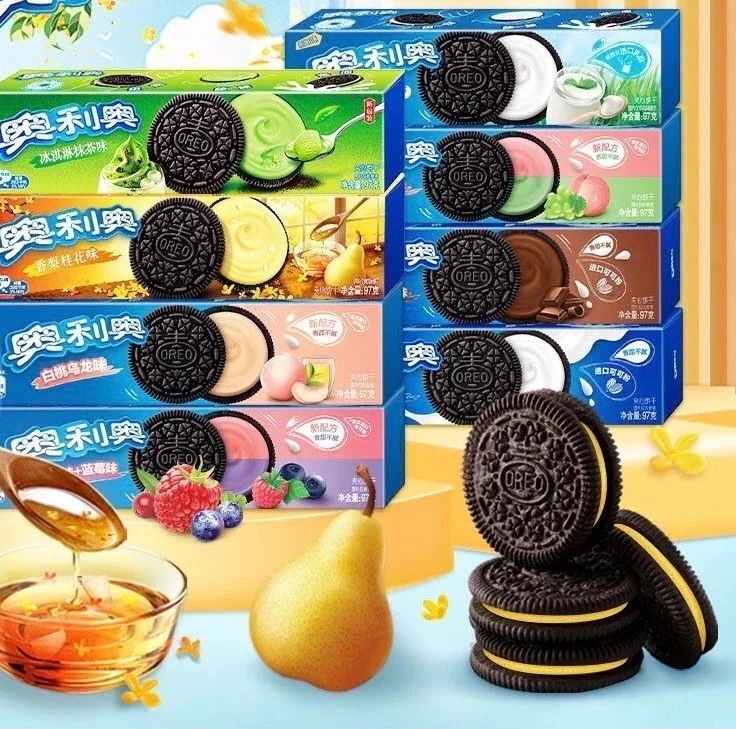 【10点セット】多い味組合97g*6盒セットオレオチョコレートクッキー桃ぶどう抹茶ラズベリー味のお菓子デザート梨モクセイ新味