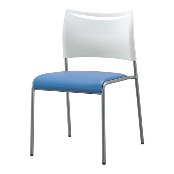 4本脚ミーティングチェア レザー ブルー LTS-4V-BL 4脚セット メーカー直送 35,686円