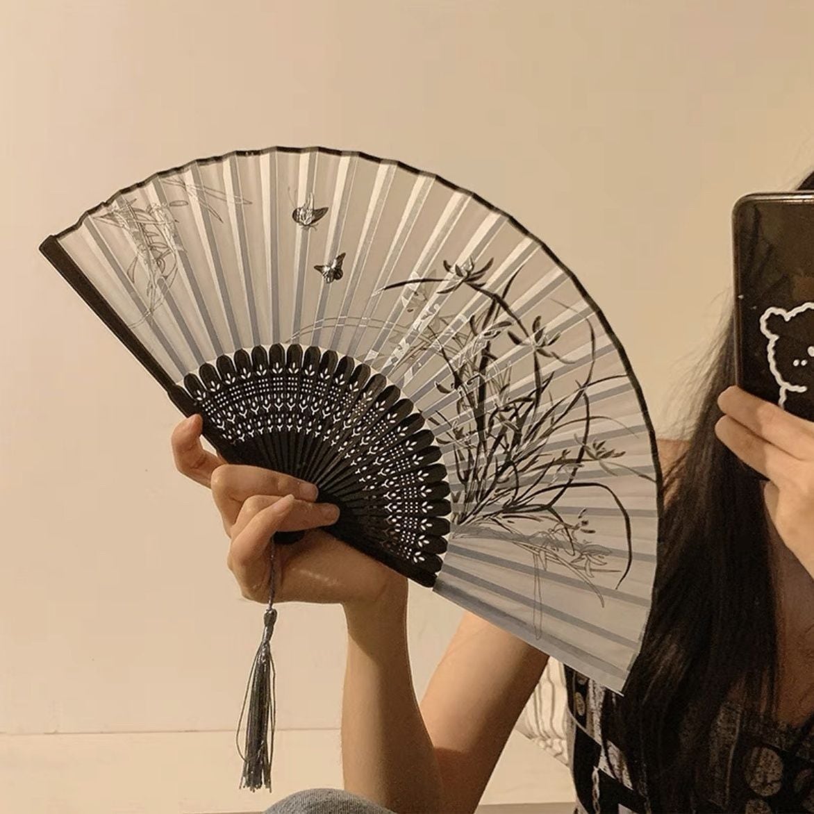 【10点セット】中国風の折りたたみ扇子は古風漢服の時代劇のダンスを持ち歩いています21