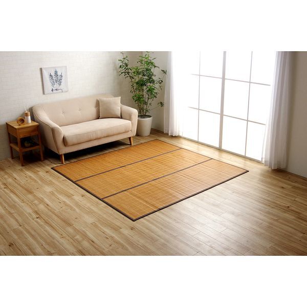 ひんやり冷感 竹ラグ CXH プレーンブラウン 180×180cm メーカー直送