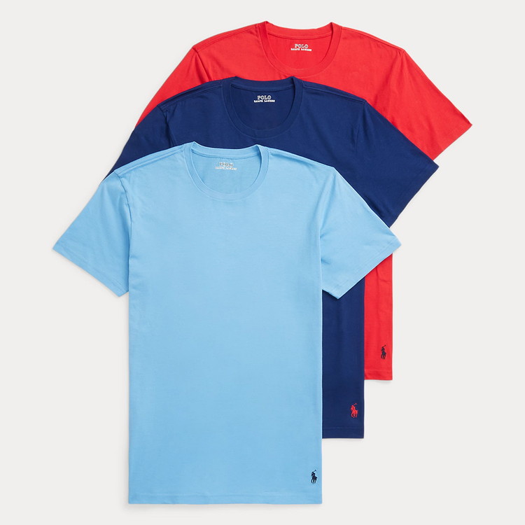 CLASSIC FIT COTTON CREW Tシャツ 3PK [ハーバーアイランド・ブルー/フォール・ロイヤル/ニュー・カーマイン]【NCCNP3-SPA2】