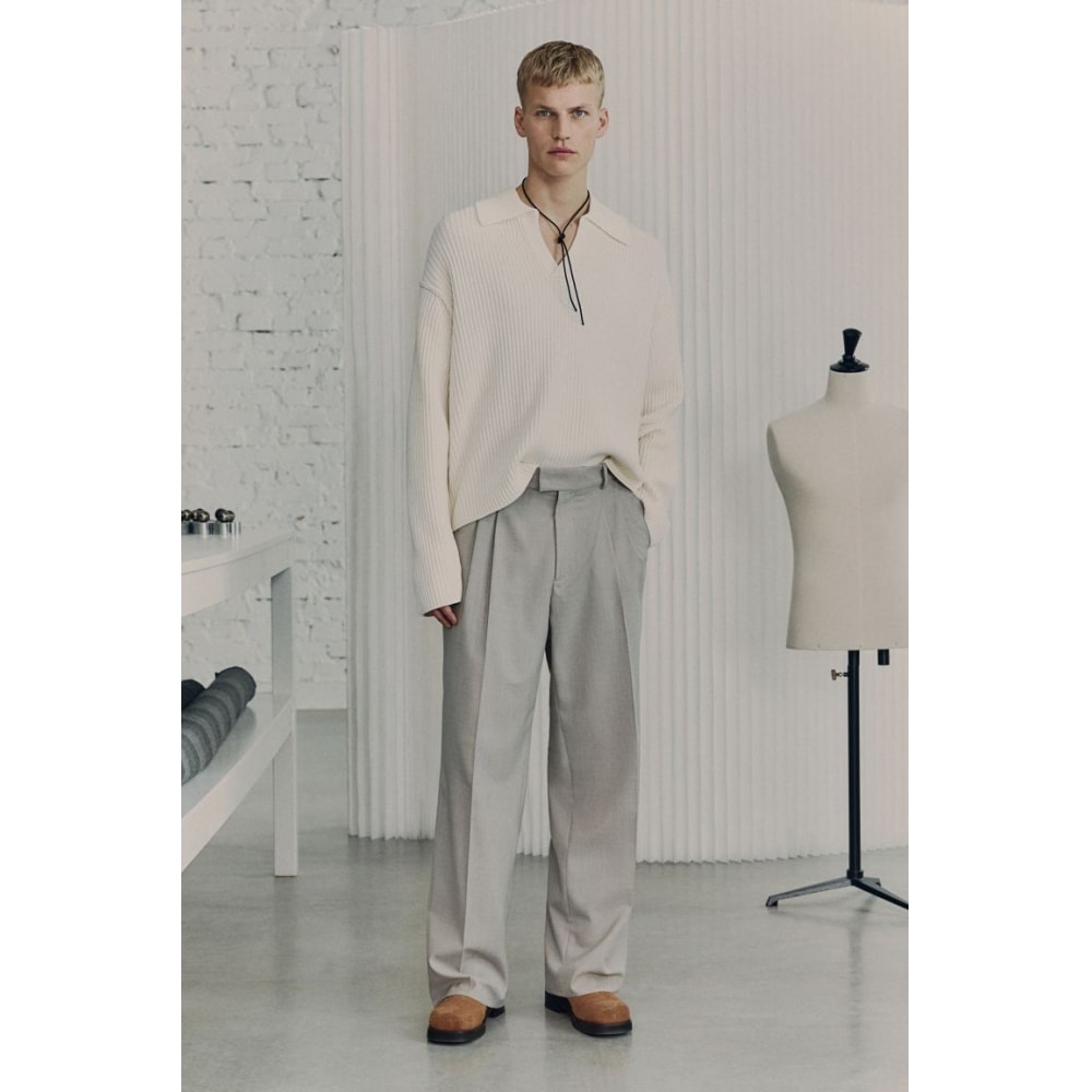 H&M グレー ウールブレンド スーツパンツ