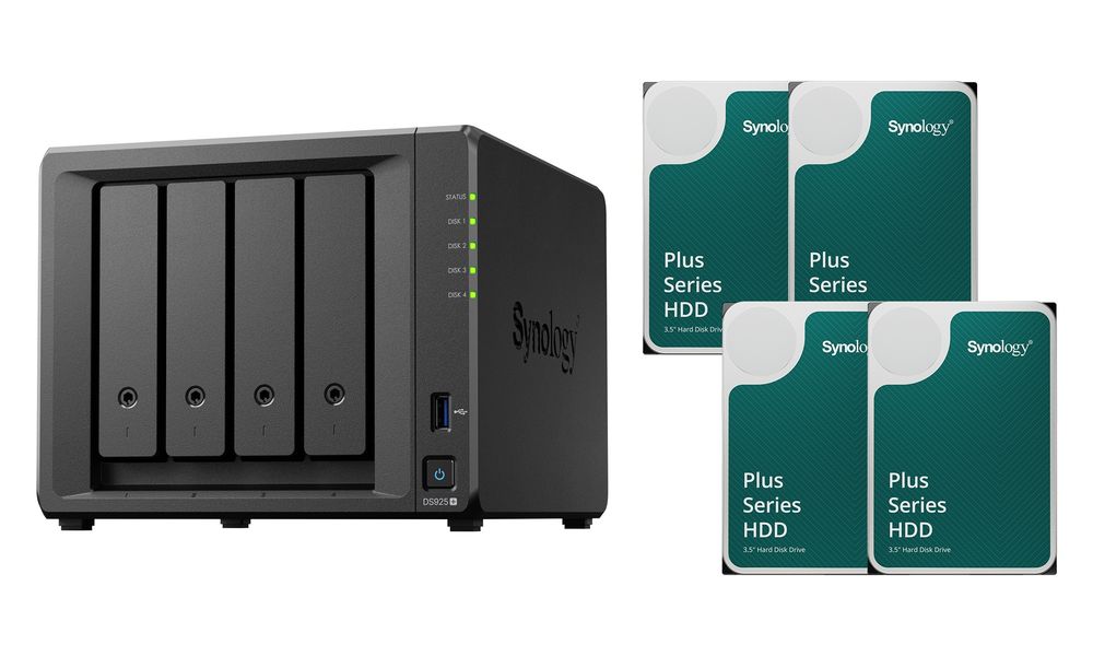 Synologyシノロジー ビジネス向け 4ベイオールインワンNASキット DiskStation DS925+ +HAT3300-4TB 4個 DS925HAT33004TB4