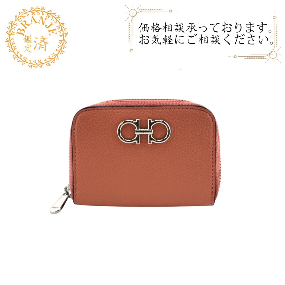 ラウンドファスナー ガンチーニ コラッド レザー コインケース ピンク レディース