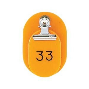 ORIONS　親子番号札（小判型）　番号（1-50）　大小2枚組（目玉クリップ付）　オレンジ　CT-1-1-O