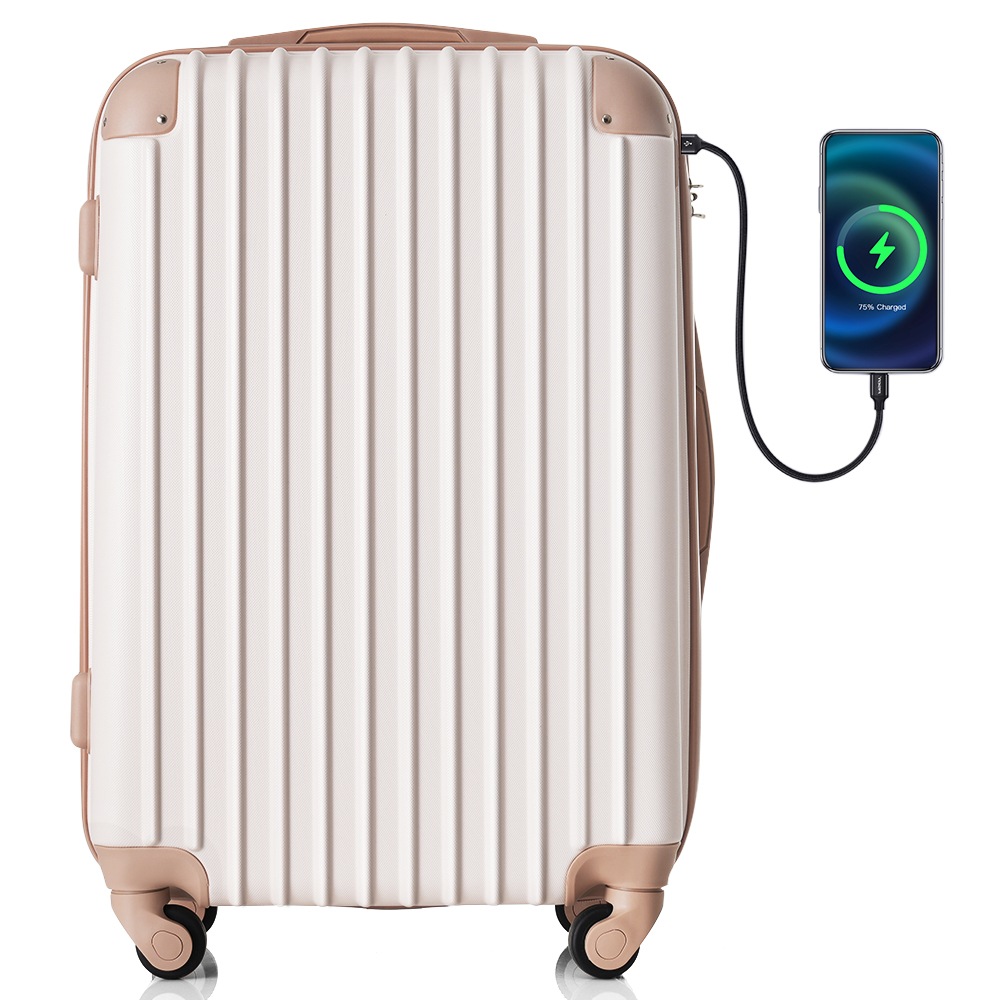 スーツケース Lサイズ USB充電ポート付きカップホルダー付きキャリーバッグ キャリーケースおしゃれなスーツケース 7日-14日 大型 TSAロック 6,590円