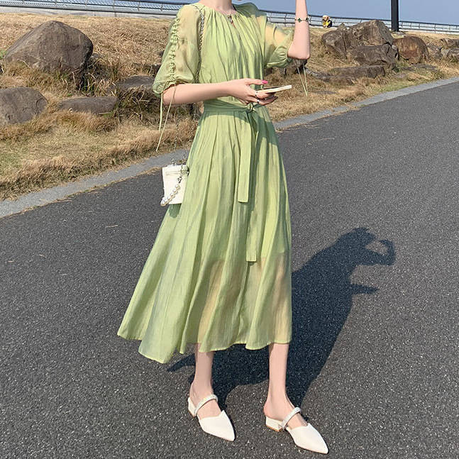 高品質 スカート レディース 2025年 フレンチドレス 無地 レディース スリム 優しいロングスカート