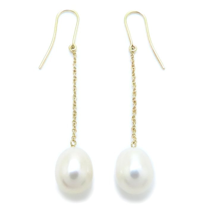 パール バイザヤード チェーン ピアス 淡水真珠 エルサペレッティ K18YG イエローゴールド/294085【中古】