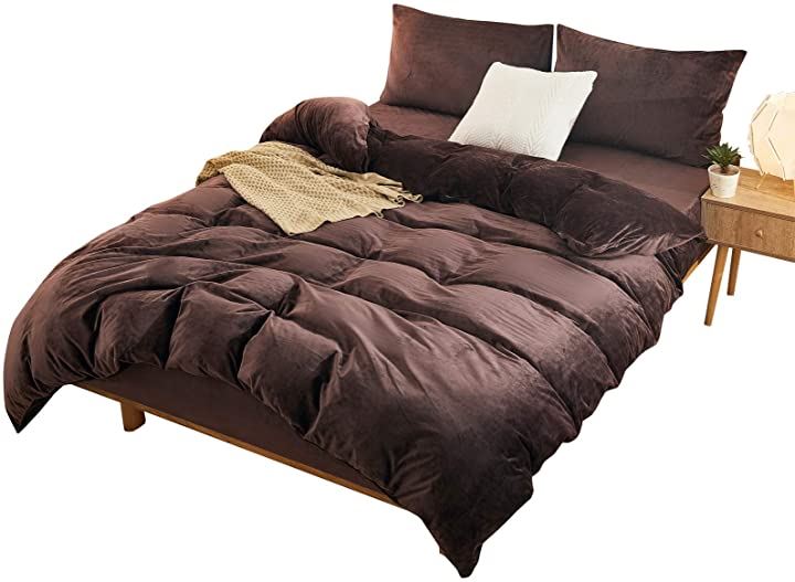かけ布団カバー マイクロファイバー クイーン 冬あったかい ブラウン 210x210cm(ブラウン,