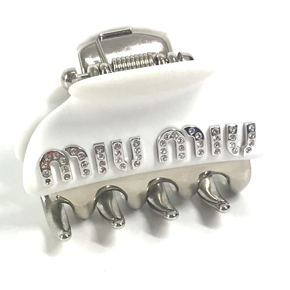 ヘアピン ロゴ ラインストーン ヘアクリップ ヘアアクセサリー メタル ホワイト