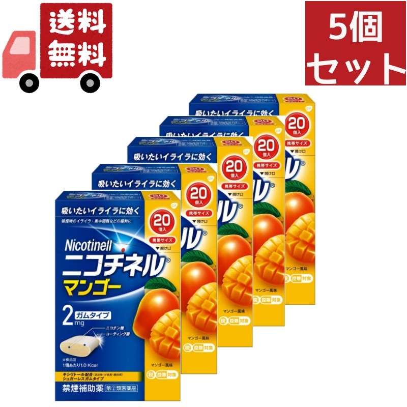 5個セット 【指定第2類医薬品】ニコチネル 禁煙補助薬 マンゴー 20個【セルフメディケーション税制対象】