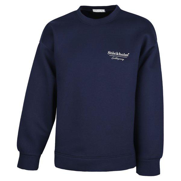 男性用ルーズフィットストックネオプレンマンツーマンTシャツ RB-TSA-Q009-ネイビー