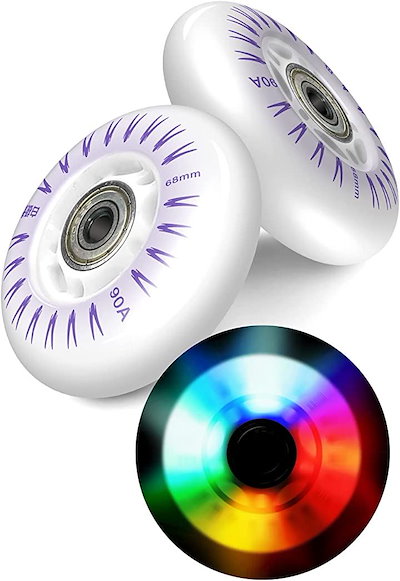 他サイト： 光るウィール オーロラ色 68mm電池不要 走る力で光るタイヤ LED 4灯の商品画像