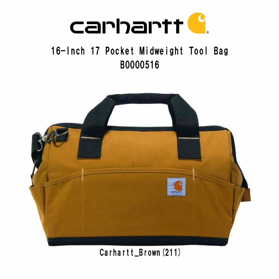 Carhartt ツールバッグ 工具入れ ボストンバッグ ショルダー 2WAY 大きめ 多機能 作業用 ポケット 耐久性 撥水 バッグ 鞄 16-Inch B0000516