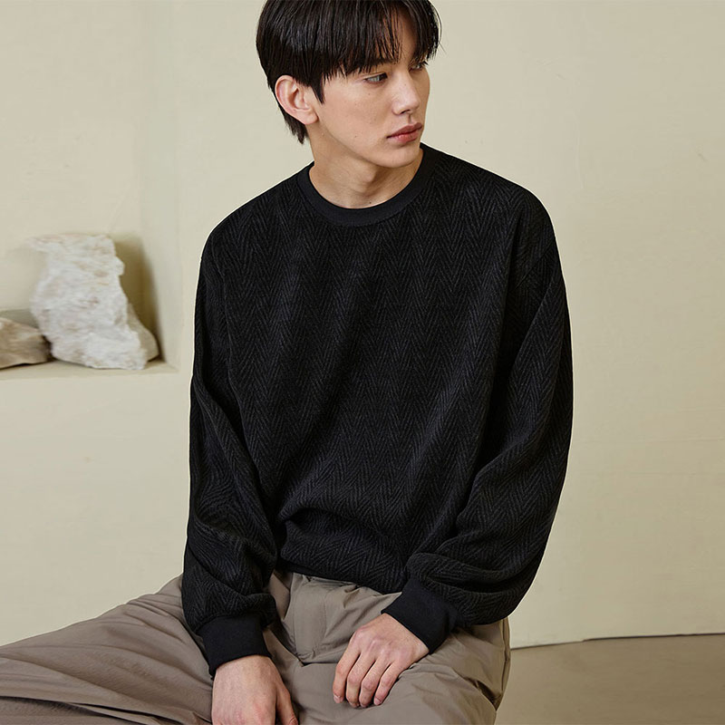 Soft herringbone sweatshirt [shadow black]