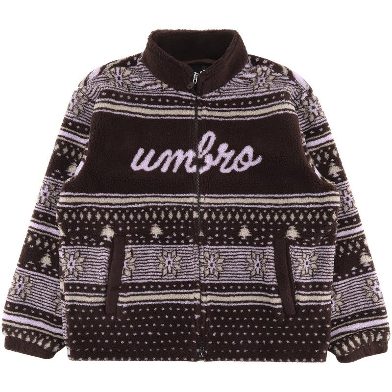 ノルディック柄フリーススタンドネックジャケットUQ323CFJ92BRW