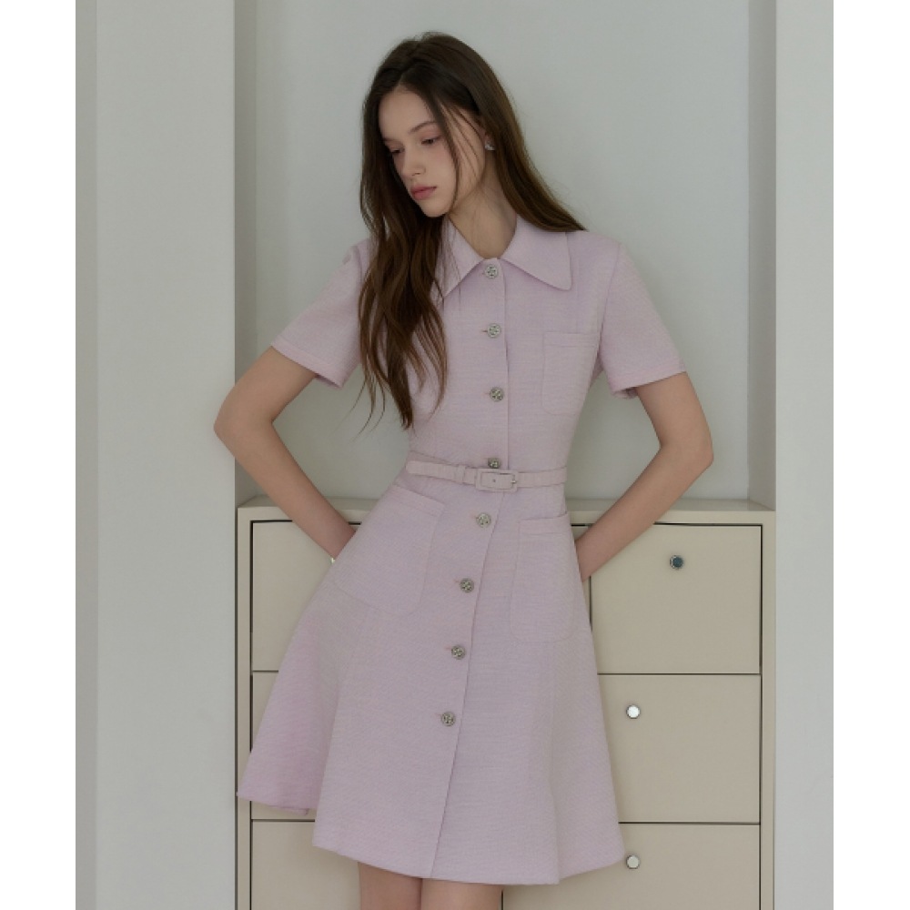 JULIY&CALLA 26HS ラブバイユーマヤサマーツイードドレスパープルゲストルックレモニールック