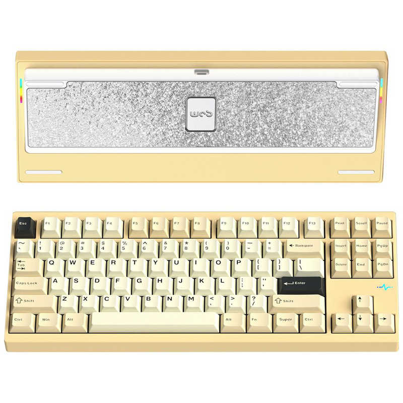 KIBU　Wobkey Crush 80 Pro Yellow(有線・ワイヤレス/Bluetooth・USB)(バッテリー7500mAh/KAILH ココアスイッチ)　PC80REYEL