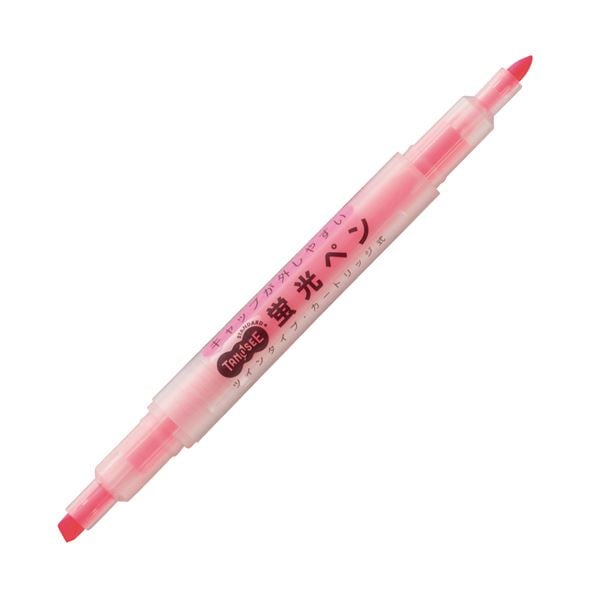 (まとめ) TANOSEEキャップが外しやすい蛍光ペン ツイン ピンク 1本 (×100セット)筆記具