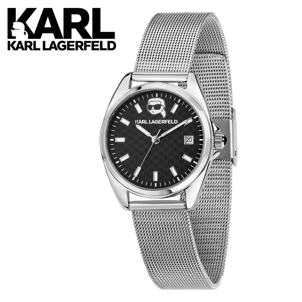 正規品 日本限定 KARL LAGERFELD 腕時計 メンズ レディース メッシュベルト シルバー ブラック カールラガーフェルド ユニセックス ウォッチ 誕生日 記念日 ギフト プレゼント 成人