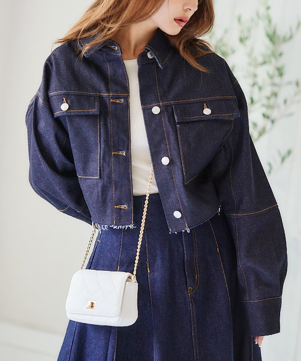 今がチャンス❗️売り切りたいので大幅お値引き❣️素敵〜COACH デニムジャケット❗️ Qoo10 GROWING RICH カットオフデニムジャケット ショート ボ