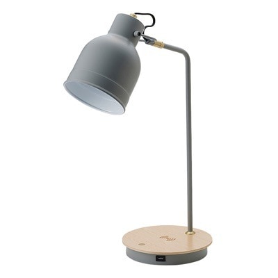 イシグロ テーブルタッチセンサーランプ ワイヤレス充電機能付き グレー I-20932