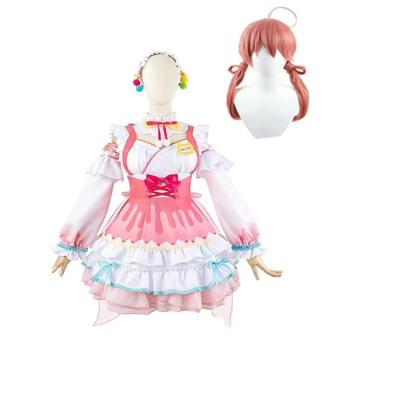 衣装＋ウィッグ お正月衣装 メイド服 さくらみこ 可正月衣装 追加 靴 ウィッグ コスプレ衣装 櫻巫女 コスプレ さくらみこ