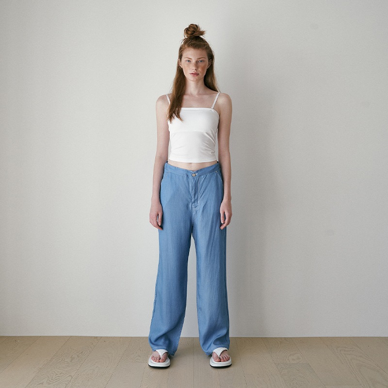 tencel denim pants light blue