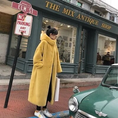 【送料無料】ファーコートロング丈エコファージャケットレディース服ボタン冬品軽い暖かいエコファーコート可愛い膝下丈肌触り良く柔らい