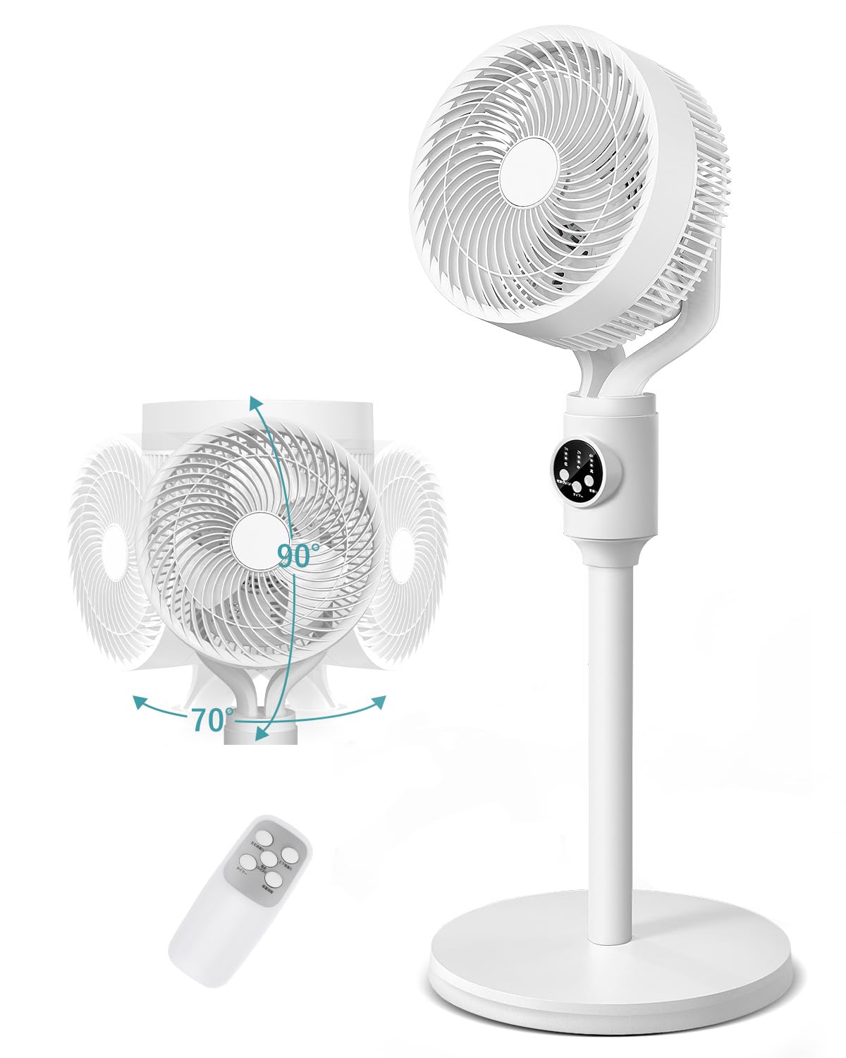 扇風機 サーキュレーター【節電対策& 3D自動首振り】リビング 扇風機 DCモーター 卓上 風量6段階調節 3段階高さ調節 静音 アロマ対応 360度首振り 省エネ 卓上＆床置き両用 リモコン付