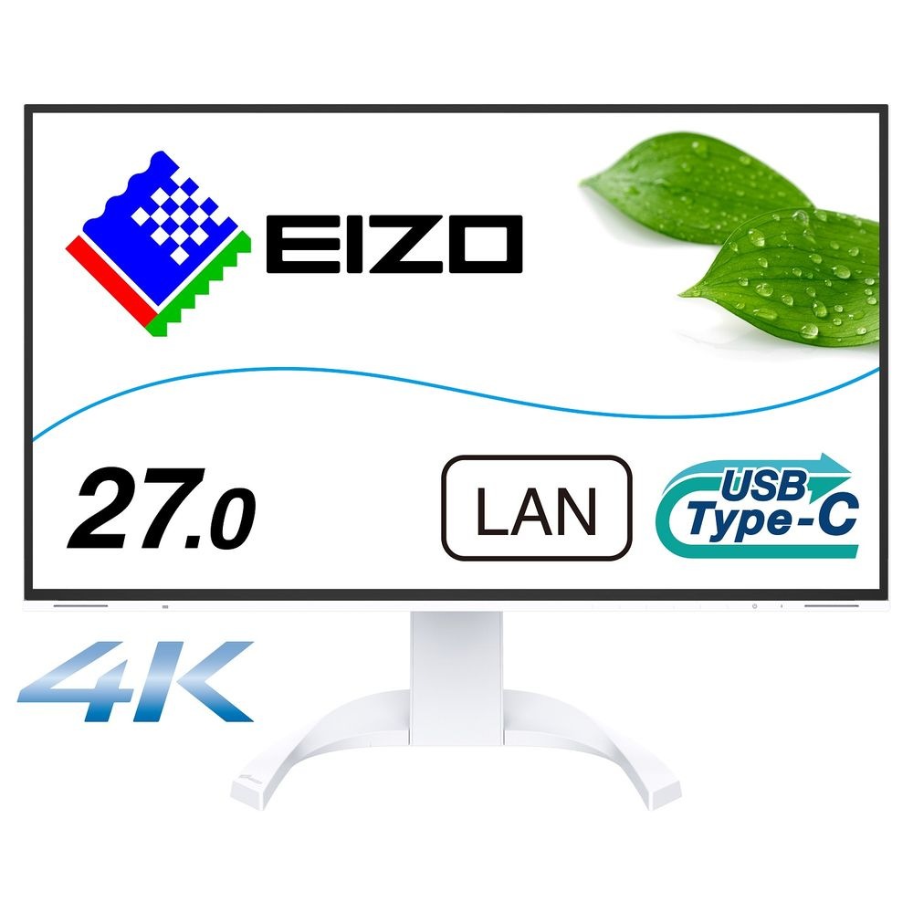 EIZOエイゾー 液晶ディスプレイ(27型/IPS/4K UHD 3840x2160/60Hz/5ms/HDMI/DP/USB Type-C/VESA/PBP対応/5年保証)(ホワイト) EV27